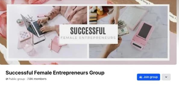 The Successful Female Entrepreneurs Group on Facebook: public group, 7.8K members